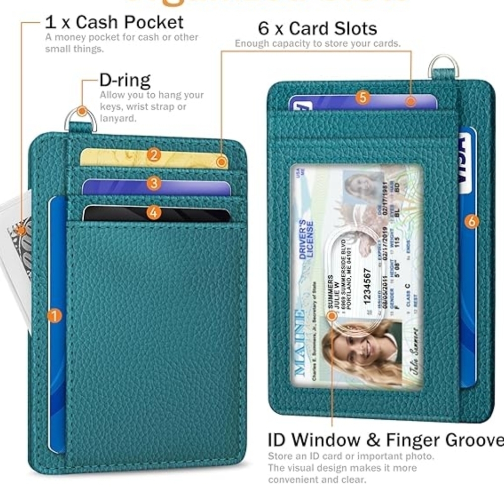 Teal RFID Blocking Leather Card Holder